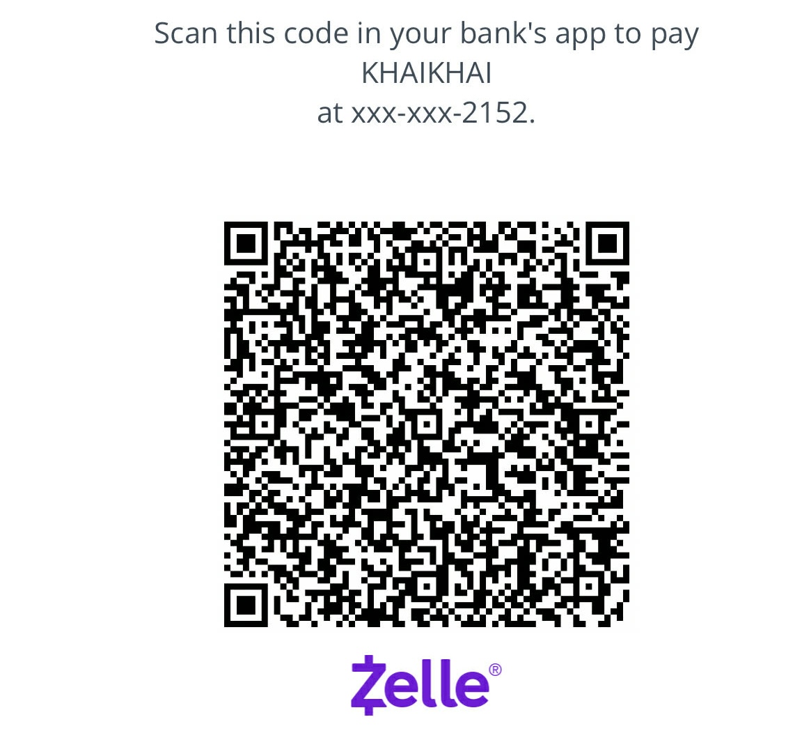 Zelle QR / contact info for KhaiKhai
